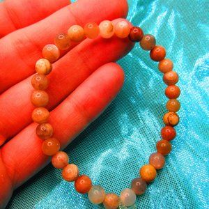 Peach Moonstone 6mm Round 7" Stretchy Gemstone Bracelet